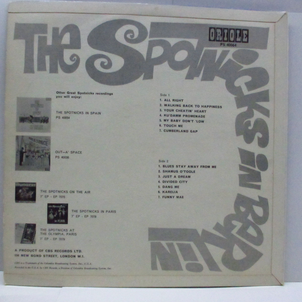 SPOTNICKS - The Spotnicks In Berlin (UK Orig.Stereo LP/CFS)