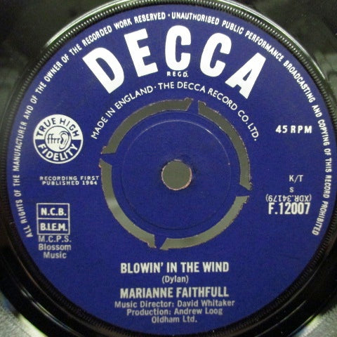 MARIANNE FAITHFULL - Blowin' In The Wind (UK Orig)