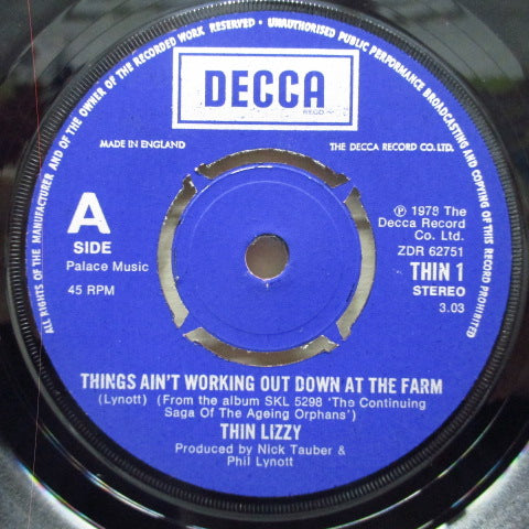 THIN LIZZY (シン・リジィ) - Things Ain't Working Out Down On The Farm (UK Orig+PS)