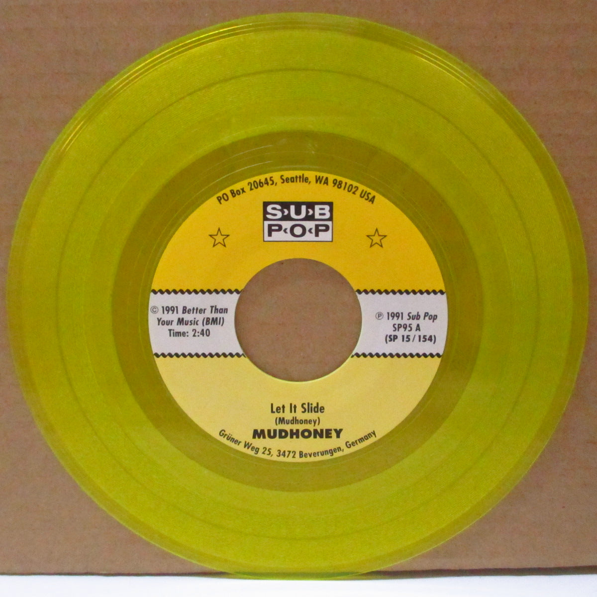 MUDHONEY (マッドハニー)  - Let It Slide +2 (German Limited Clear Yellow Vinyl 7"/廃盤 NEW)