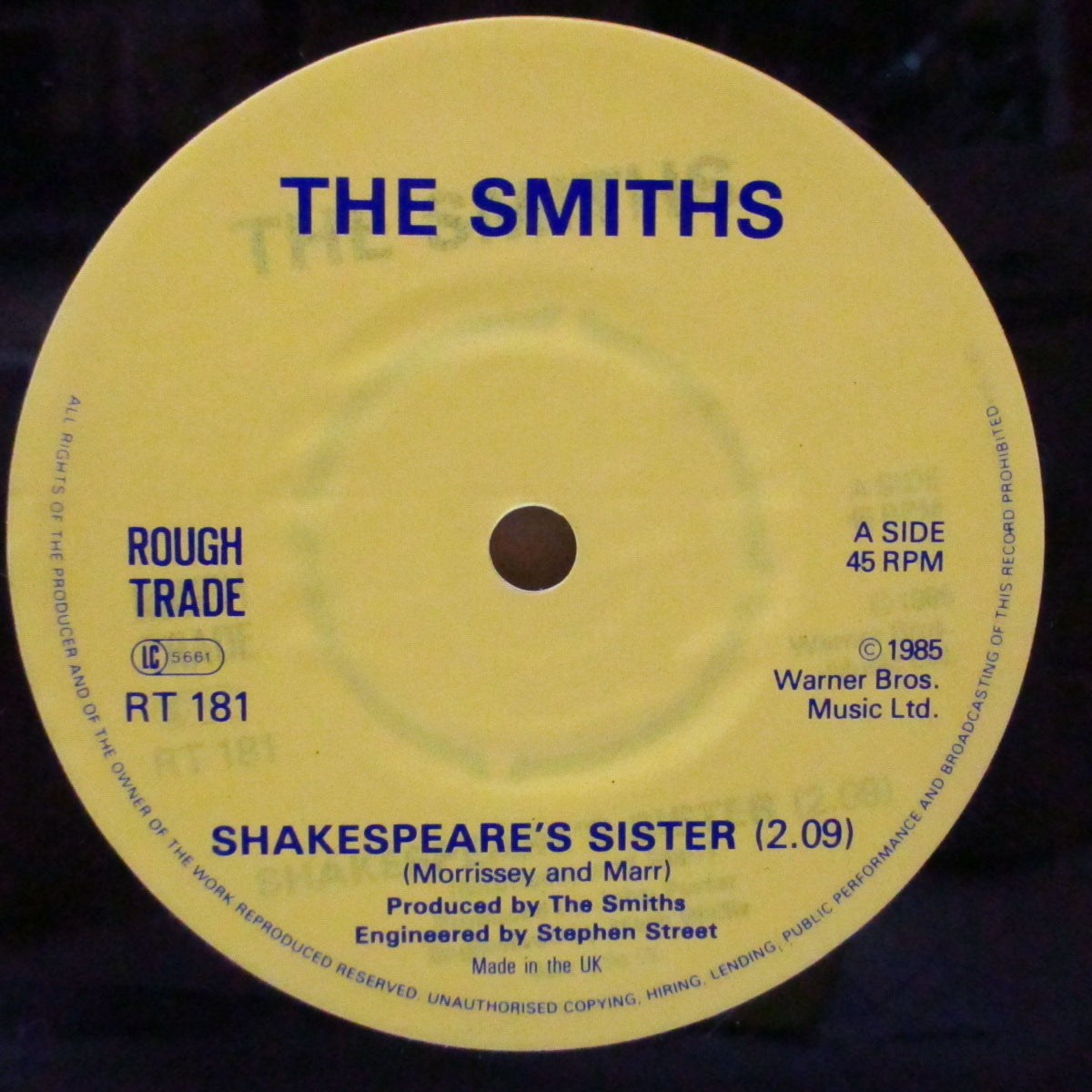 SMITHS, THE (ザ・スミス)  - Shakespeare's Sister (UK 修正ラベ・ラウンドセンター 7"+光沢固紙ジャケ)