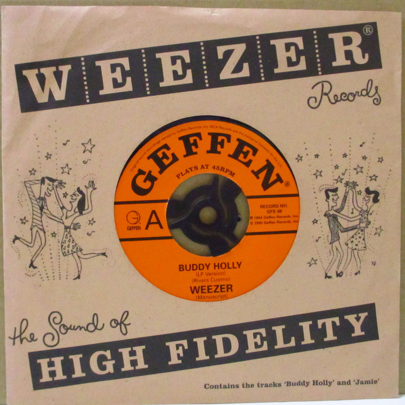 WEEZER (ウィーザー)  - Buddy Holly (UK オリジナル・ラージホールセンター 7"+ざら紙ダイカットジャケ)