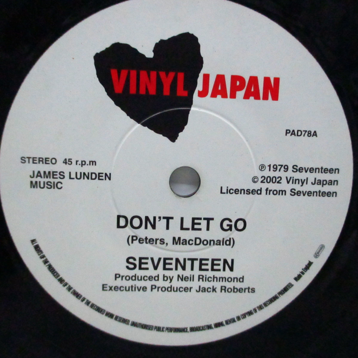 SEVENTEEN (セブンティーン)  - Don't Let Go (UK '02年再発 7")