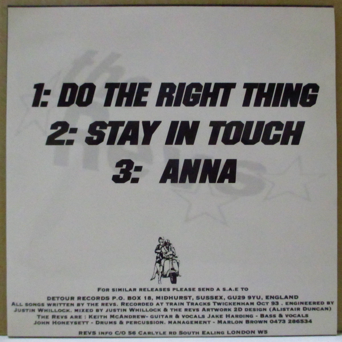 REVS, THE (ザ・レヴス)  - Do The Right Thing +2  (UK 2ndプレス 7")