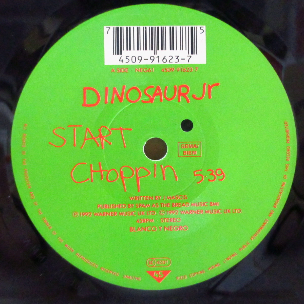 DINOSAUR Jr. (ダイナソーJr.)  - Start Choppin (EU オリジナル 7インチ+光沢ソフト紙ジャケ)