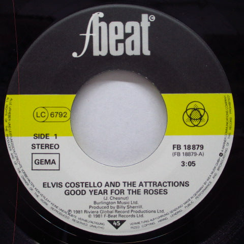ELVIS COSTELLO And The Attractions (エルヴィス・コステロ & ジ・アトラクションズ)  - Good Year For The Roses (German Orig.7"+PS)