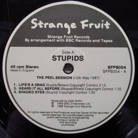 STUPIDS (ストゥーピッズ)- The Peel Sessions (UK オリジナル 12"+インサート)