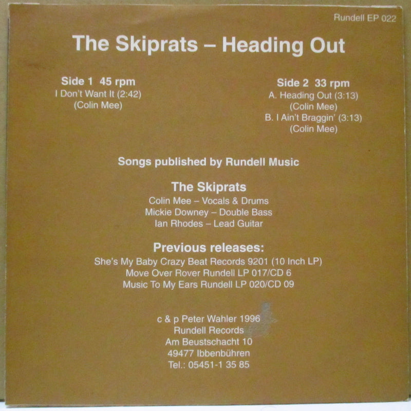 SKIPRATS (スキップラッツ)  - Heading Out +2 (German オリジナル 7")