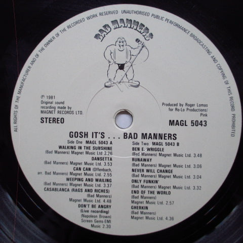 BAD MANNERS (バッド・マナーズ) - Gosh It's... (UK Orig.LP+Poster)