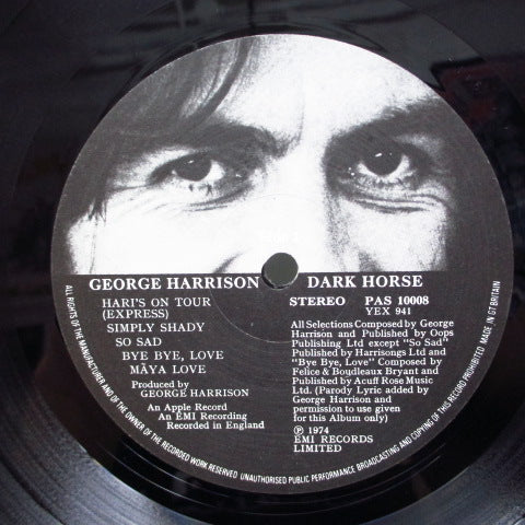 GEORGE HARRISON (ジョージ・ハリスン)  - Dark Horse (UK 2nd Press Black & White Picture Lbl./No Insert)