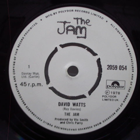 JAM, THE (ザ・ジャム)  - David Watts (UK Ltd.White Lbl.Round Center 7")