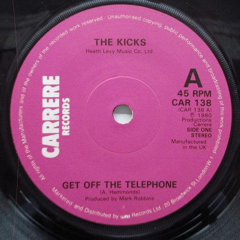KICKS, THE (ザ ・キックス) - Get Off The Telephone (UK Orig.7")