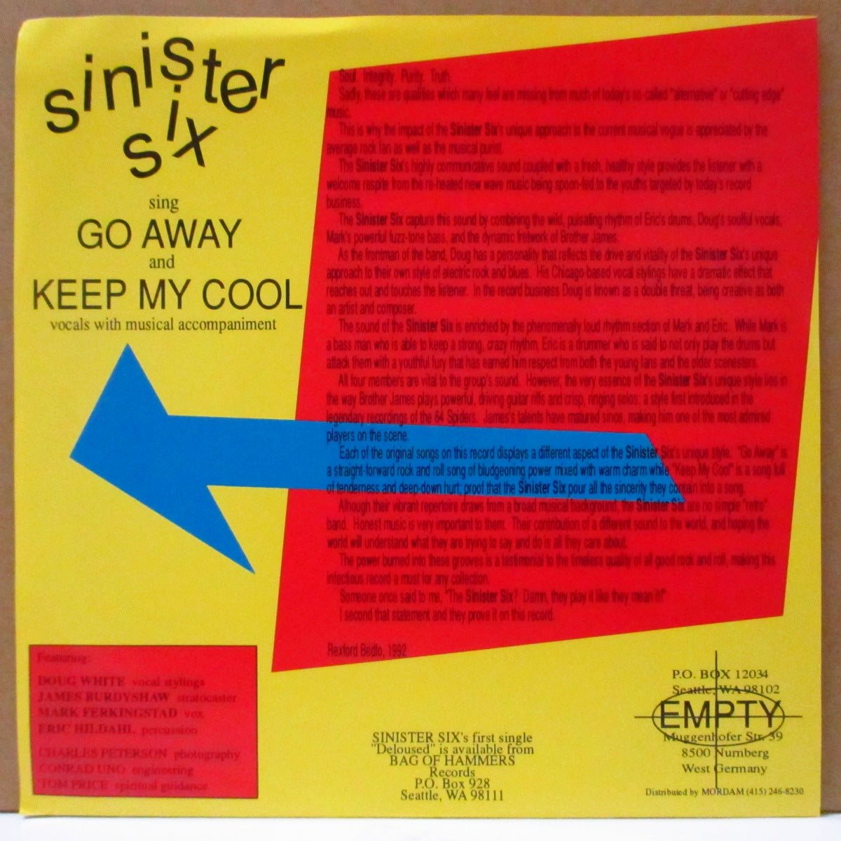 SINISTER SIX, THE (シニスター・シックス)  - Go Away (US/EU Orig.7")