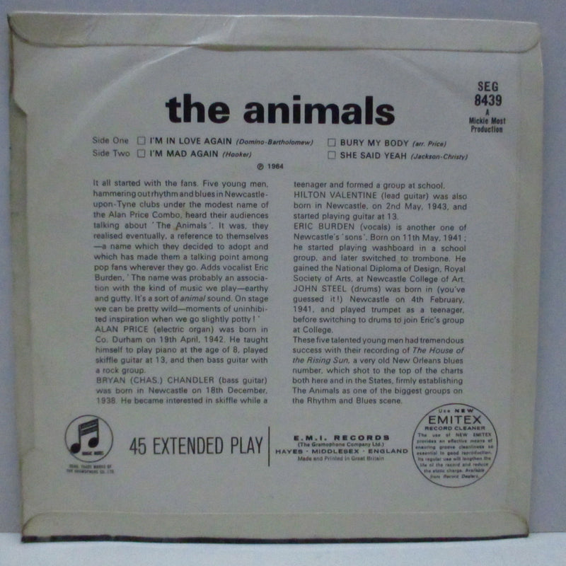 ANIMALS - The Animals / I'm In Love Again +3 (UK Orig.Mono 7"EP+CFS/SEG 8439)