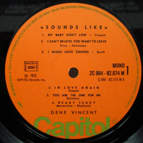 GENE VINCENT (ジーン・ヴィンセント) - Sounds Like (France '76 Re Mono LP)