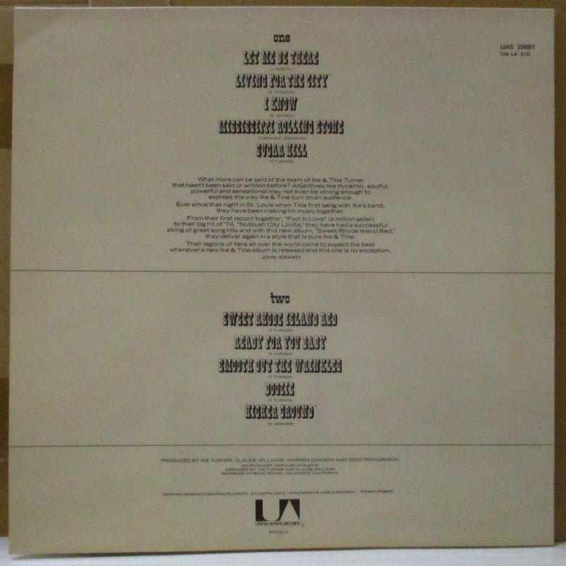IKE & TINA TURNER (アイク＆ティナ・ターナー)  - Sweet Rhode Island Red (UK オリジナル・ステレオ LP/両面コーティング・ジャケ)