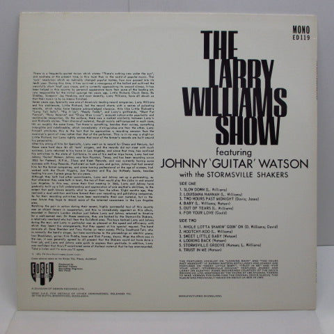 LARRY WILLIAMS (ラリー・ウィリアムズ)  - Larry Williams Show (UK 80's Re Mono LP)