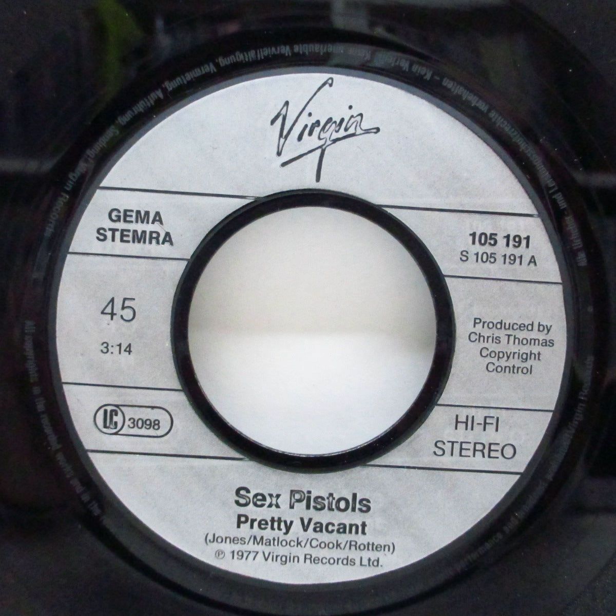 SEX PISTOLS (セックス・ピストルズ)  - Pretty Vacant (EU '83 再発 7"+光沢ソフト紙ジャケ)