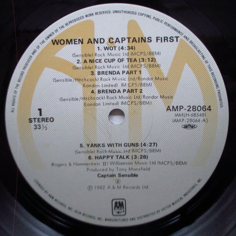 CAPTAIN SENSIBLE (キャプテン・センシブル) - キャプテンズ・ファースト - Women And Captains First (Japan Orig.LP)