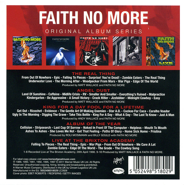 FAITH NO MORE (フェイス・ノー・モア)  - Original Album Series (EU 限定復刻再発 5xCD ボックスセット/NEW)