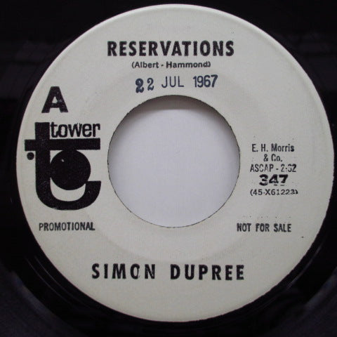 SIMON DUPREE & THE BIG SOUND - Reservations (US Promo 7"+CS)