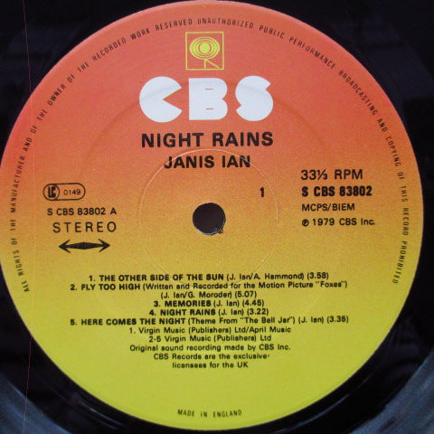 JANIS IAN (ジャニス・イアン)  - Night Rains (UK オリジナル LP+Insert)