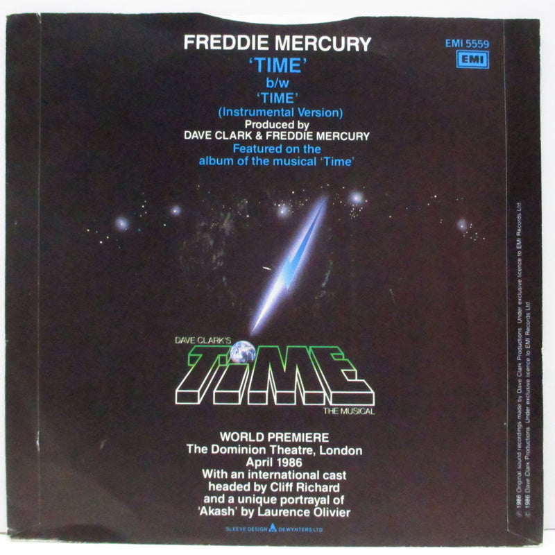 FREDDIE MERCURY (フレディ・マーキュリー)  - Time (UK オリジナル 7"+光沢ソフト紙ジャケ/インナー欠)