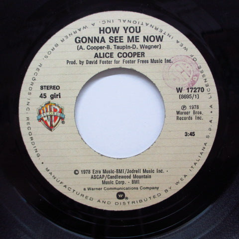 ALICE COOPER (アリス・クーパー)  - How You Gonna See Me Now (ITALY Orig.7"+PS)