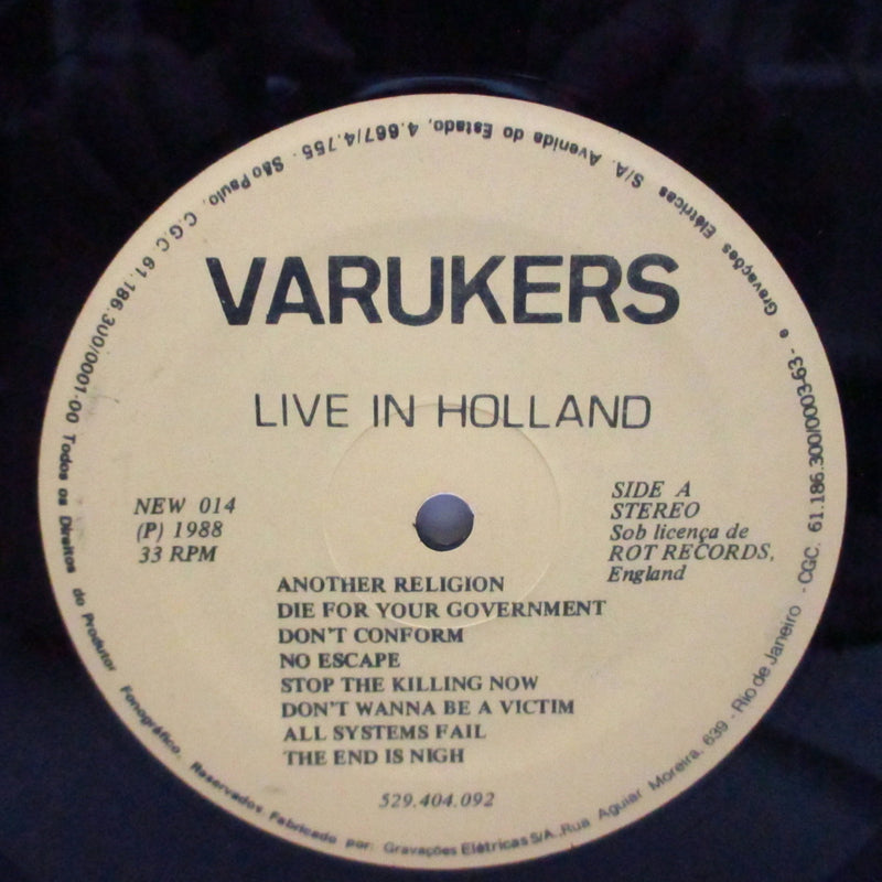 VARUKERS, THE (ヴァルカーズ)  - Live In Holland (Brazil '88 Re LP)