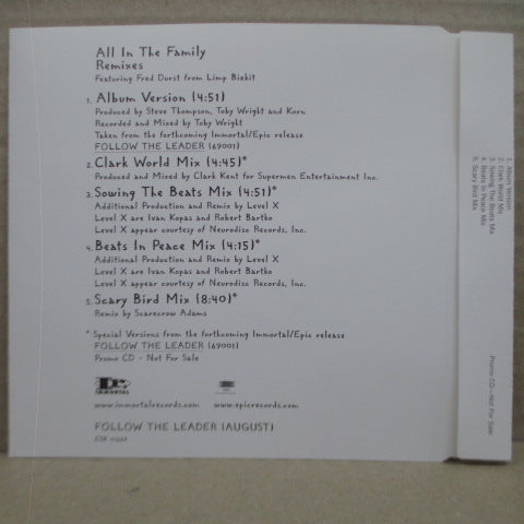 KORN (コーン) - All In The Family - Remixes (US プロモ CD-EP)