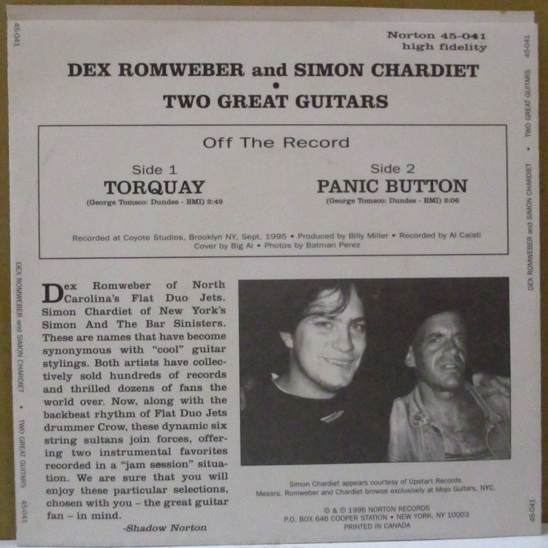 DEX ROMWEBER & SIMON CHARDIET (デクスター・ロムウェバー&サイモン・チャーディエット)  - Two Great Guitars  (US Orig.7")