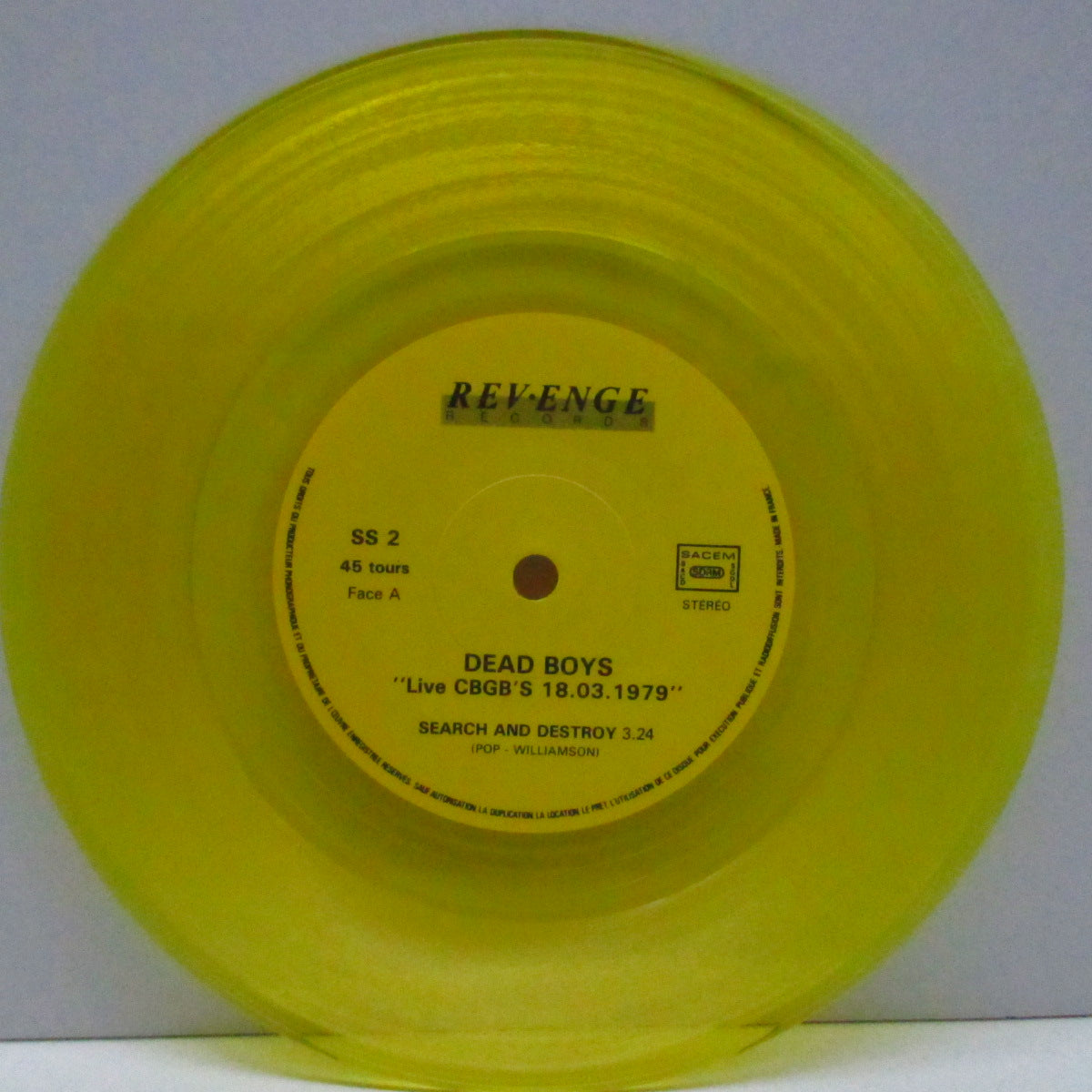 DEAD BOYS (デッド・ボーイズ) - Search And Destroy (France Ltd.Yellow Vinyl 7)