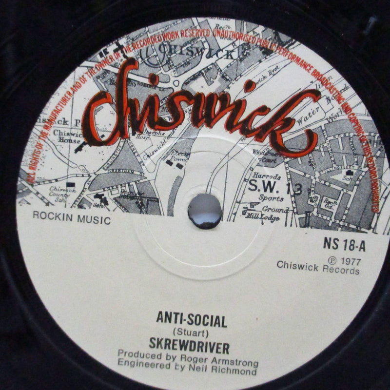 SKREWDRIVER (スクリュードライヴァー)  - Anti Social / Breakdown (UK オリジナル 7"+PS)