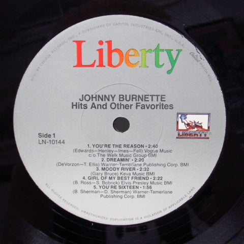 JOHNNY BURNETTE (ジョニー・バーネット) - Hits & Other Favorites (US '81 Reissue Stereo)