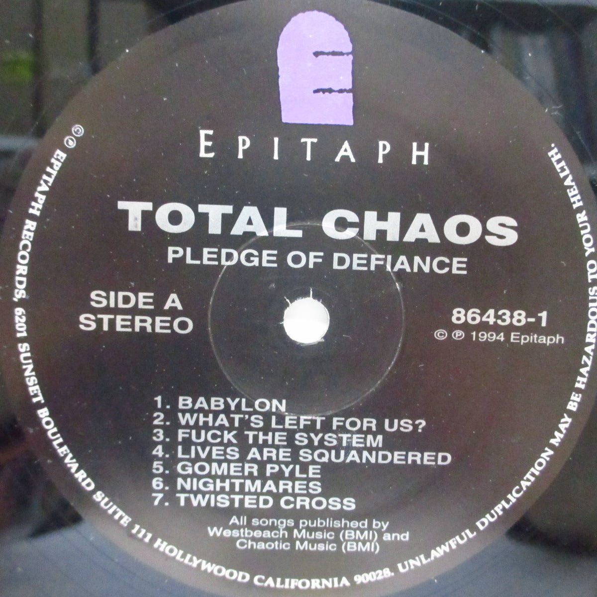 TOTAL CHAOS (トータル・カオス)  - Pledge Of Defiance (US オリジナル LP+インサート)