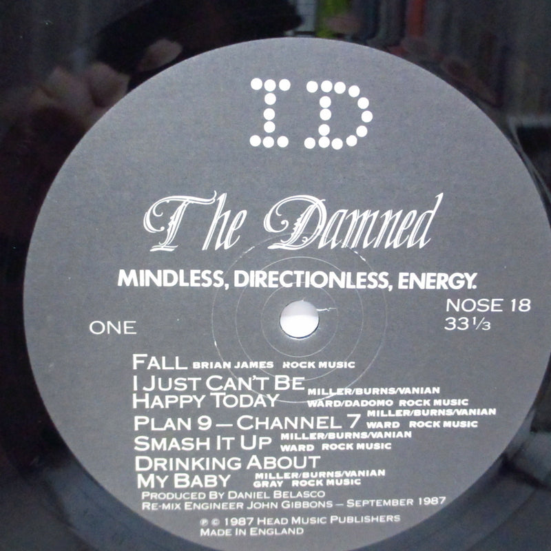 DAMNED, THE (ザ・ダムド)  - Mindless, Directionless, Energy- Live At Lyceum 1981-(UK '87 再発 LP+インナー、黒ジャケ/NOSE 18X)