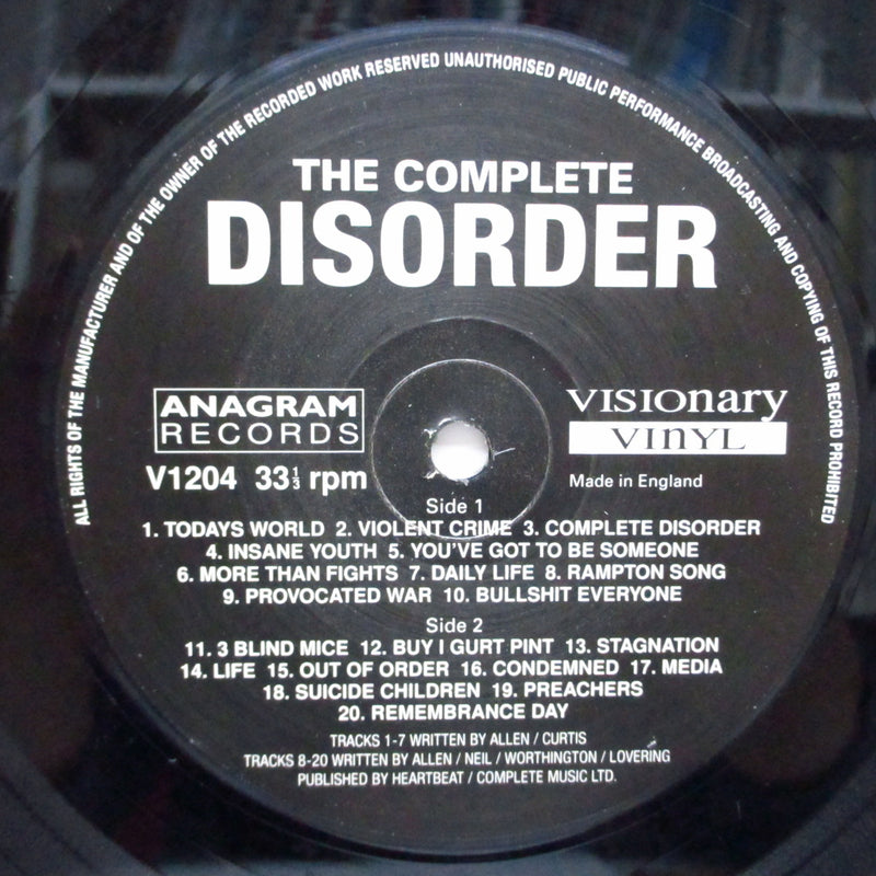 DISORDER (ディスオーダー)  - The Complete Disorder (UK Orig.LP)
