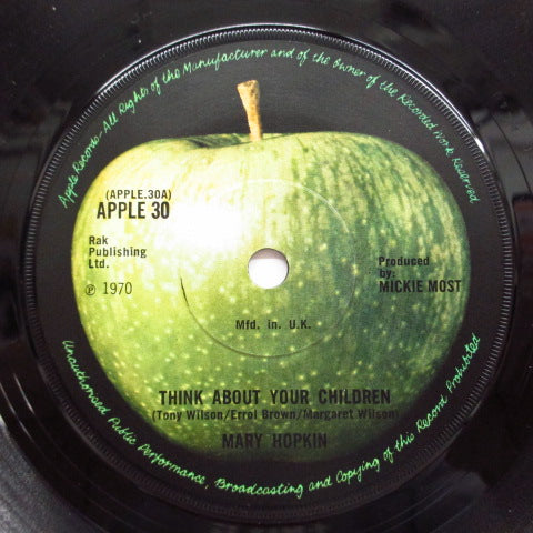 MARY HOPKIN (メリー・ホプキンス) - Think About Your Children (UK Orig.Flat Center 7"+PS)