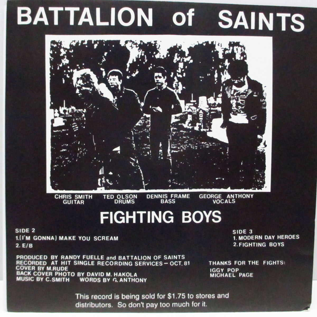 BATTALION OF SAINTS (バタリアン・オブ・セインツ)  - Fighting Boys (US Unofficial 7")