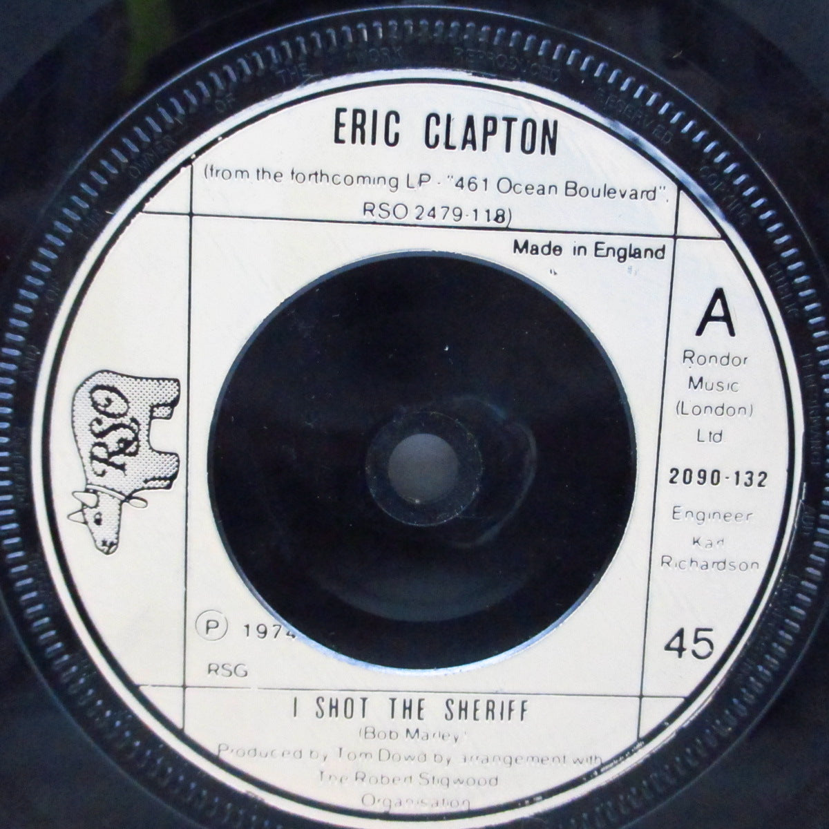 ERIC CLAPTON (エリック・クラプトン)  - I Shot The Sheriff (UK '74 オリジナル「フラットセンター」7" /2090-132)