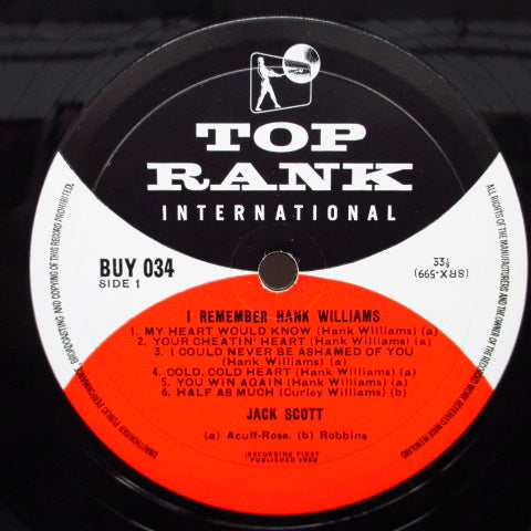 JACK SCOTT (ジャック・スコット)  - I Remember Hank Williams (UK Orig.Mono LP/CFS)