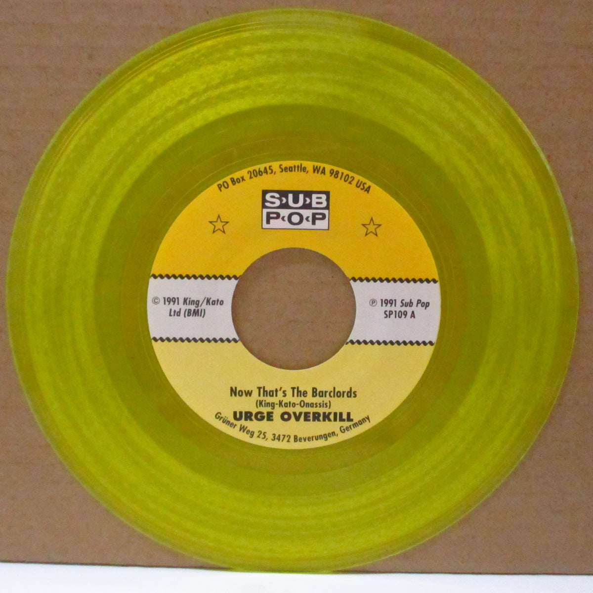 URGE OVERKILL, THE (ジ・アージ・オーヴァーキル)  - Now That's The Barclords (US 5,000 Limited Yellow Vinyl 7"/New 廃盤)