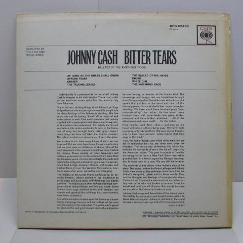 JOHNNY CASH (ジョニー・キャッシュ)  - Bitter Tears (UK Orig.Mono LP/CS)