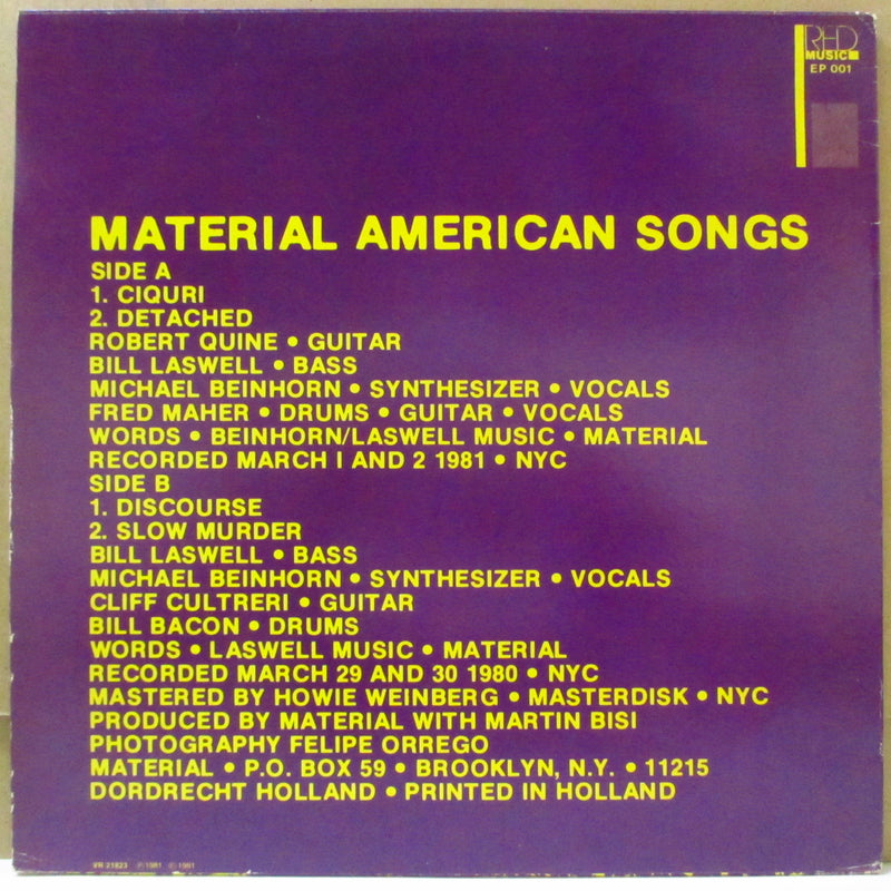 MATERIAL (マテリアル)  - Amrican Songs (Dutch オリジナル 12")