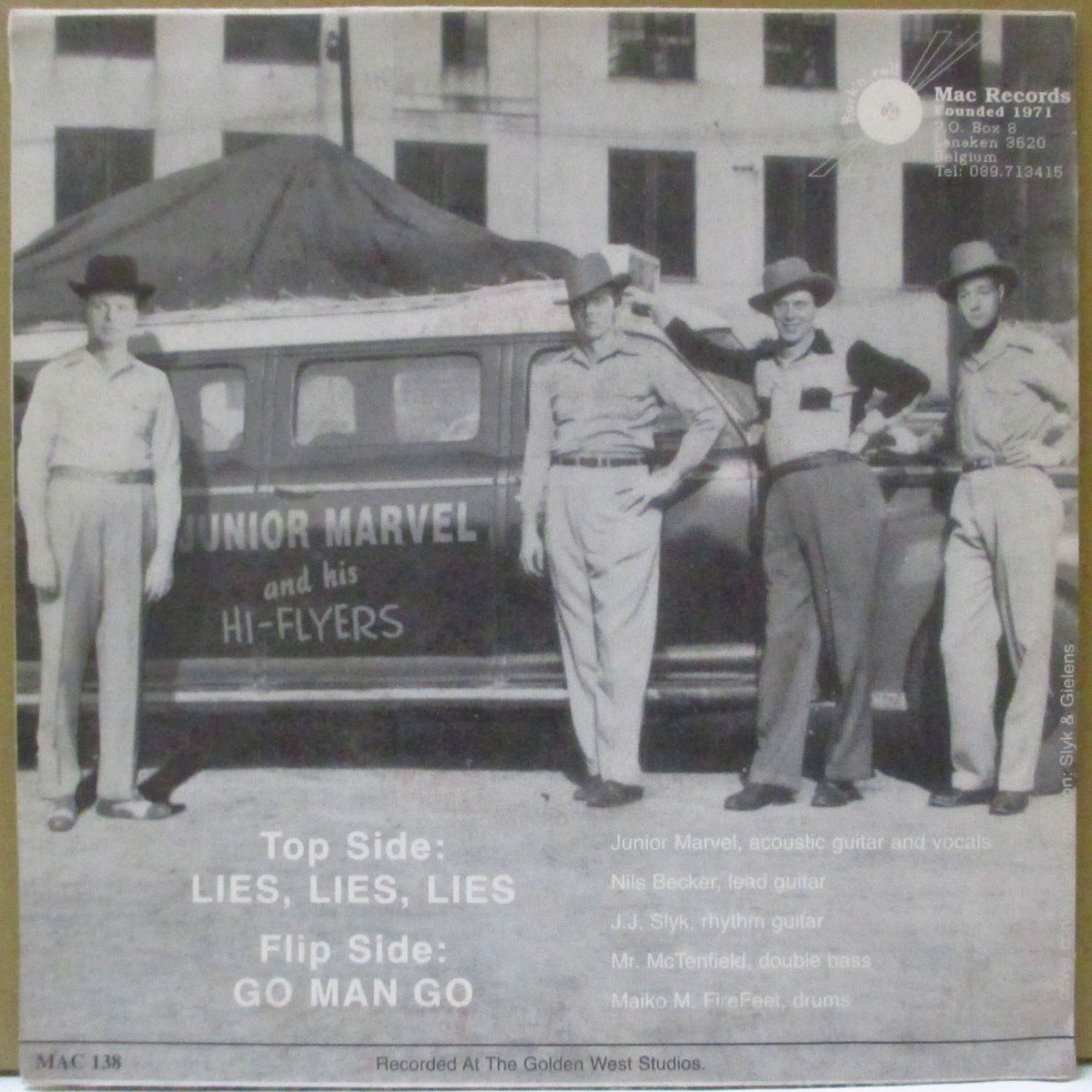 JUNIOR MARVEL AND HIS HI-FLYERS (ジュニア・マーヴェル・アンド・ヒズ・ハイ-フライヤーズ)  - Lies Lies Lies (Belgium オリジナル 7")