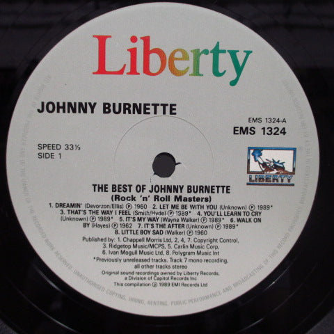 JOHNNY BURNETTE (ジョニー・バーネット)  - The Best Of (UK Orig.LP)