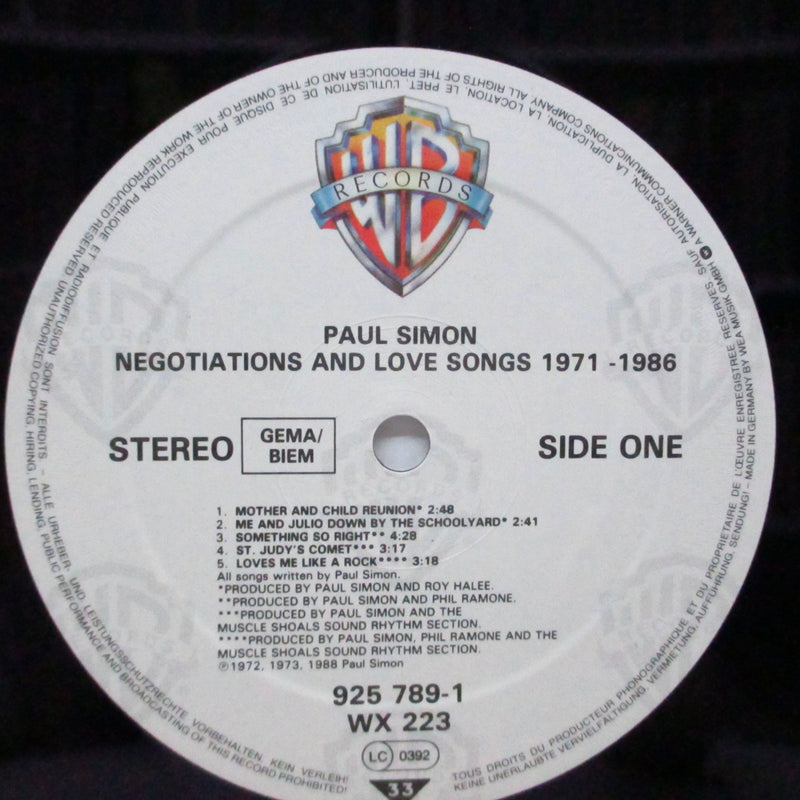 PAUL SIMON (ポール・サイモン)  - Negotiations And Love Songs : 1971-1986 (UK-EU オリジナル 2xLP+インナー/No Stickered CVR)