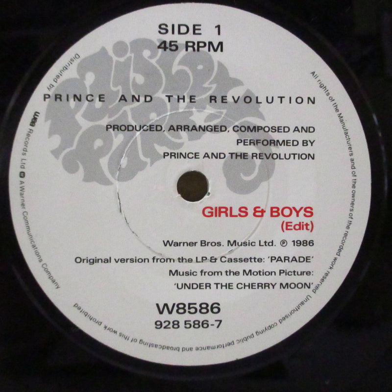 PRINCE And The Revolution (プリンス・アンド・ザ・レヴォリューション)  - Girls & Boys (UK オリジナル・ペーパーラベ 7"+マット・ソフト紙ジャケ)