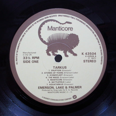 EMERSON, LAKE & PALMER (エマーソン、レイク&パーマー)  - Tarkus (UK 70's Reissue/W Logo Label)