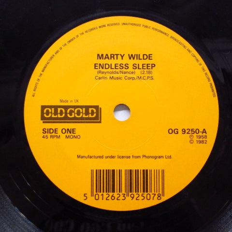 MARTY WILDE - Endless Sleep / Donna (UK 80's Re 7") 